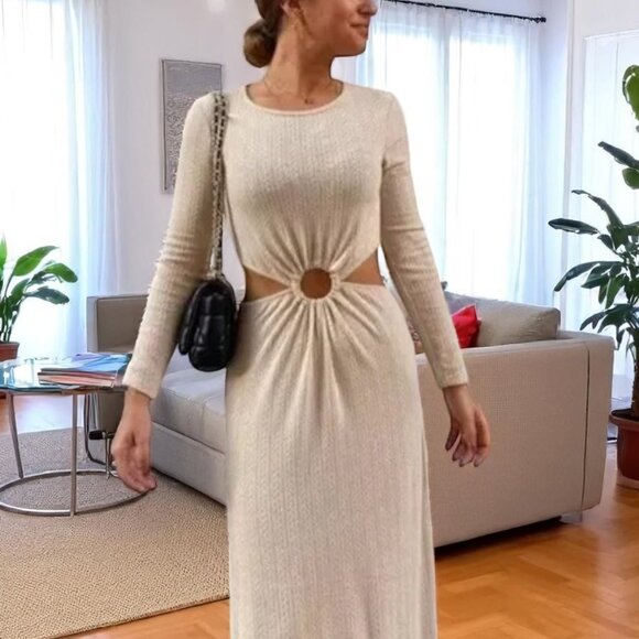 NWT - Zara Cut Off Soft MIDI stretchy Dress Size: Small MSRP $110 - Picture 1 of 6